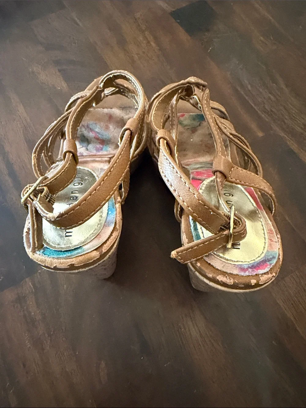 Madden Girl Tan Strappy Wedge Sandals